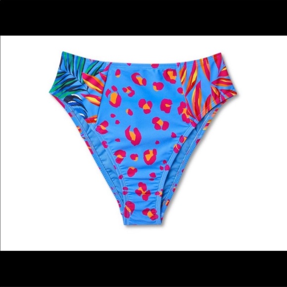 Tabitha Brown Tropical Leopard Print High Cut Bikini Bottoms Large - Picture 5 of 8